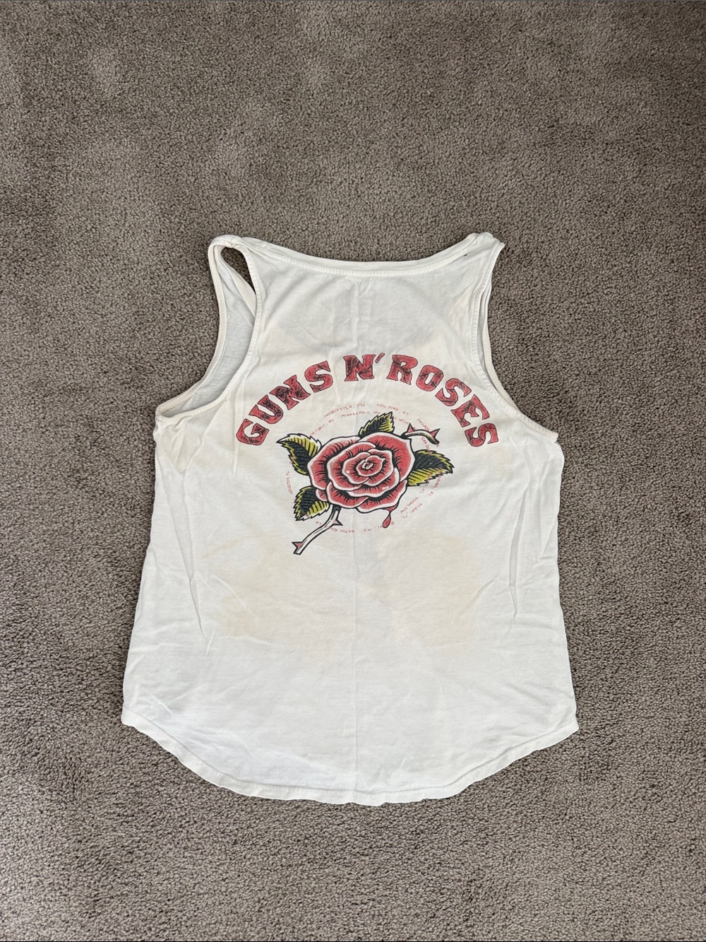 Lucky Brand White Graphic Guns N' Roses Tank with Pink Roses - Picture 3 of 3